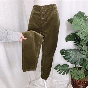 NWT LOFT Green Corduroy High Rise Skinny Jeans Butterfly Button Up Pants